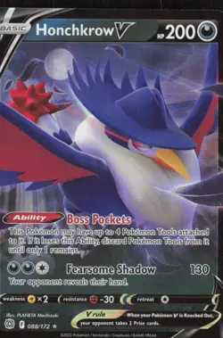 Pokemon TCG SWSH09: Brilliant Stars #088/172 Honchkrow V NM - Image 1