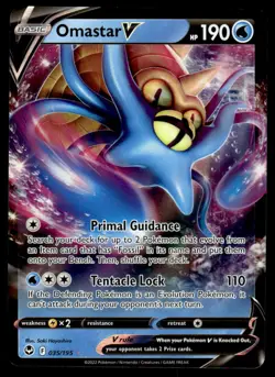 Pokemon TCG SWSH12: Silver Tempest #035/195 Omastar V NM - Image 1