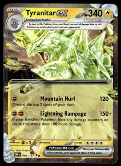 Pokemon TCG Obsidian Flames #066/197 Tyranitar ex NM - Image 1