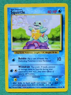 Squirtle 63/102 Common Base Set Pokemon LP - Image 1
