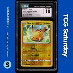 2020 POKEMON SWORD & SHIELD #065/202 PIKACHU REVERSE HOLO CGC 10 - Image 1