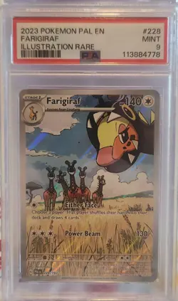 2023 POKEMON PAL EN-PALDEA EVOLVED ILLUSTRATION RARE #228 FARIGIRAF PSA 9 - Image 1