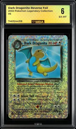 2002 Pokemon Legendary Collection: # 5 Dark Dragonite -Reverse Foil MBA 6 EX-MT - Image 1