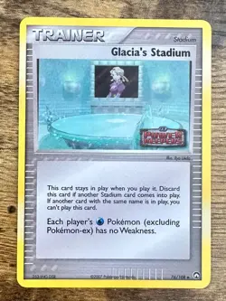 Glacia's Stadium 76/108 EX Power Keepers Pokemon Card Reverse Holo Trainer Lp/Mp - Image 1