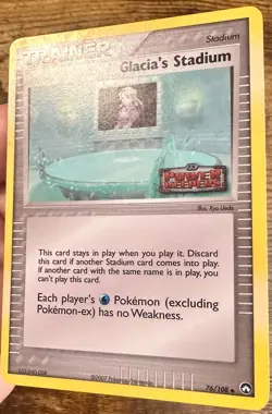 Glacia's Stadium 76/108 EX Power Keepers Pokemon Card Reverse Holo Trainer Lp/Mp - Image 2