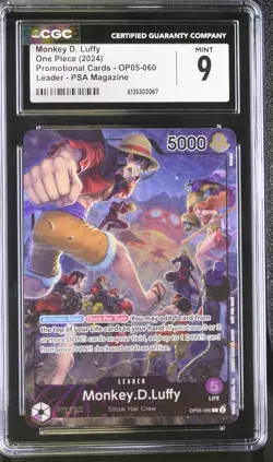 Monkey D. Luffy OP05-060 CGC 9 Mint PSA Magazine Promotional One Piece Card - Image 1