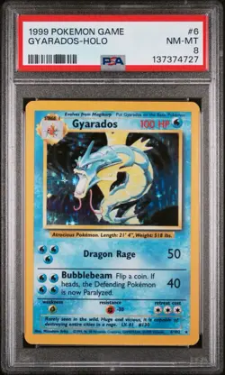 1999 POKEMON GAME BASE SET GYARADOS-HOLO #6/102 PSA 8 - Image 1