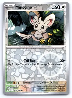 Pokemon Minccino SV: Black Bolt (BLK) Common Reverse Holo 075/086 NM - Image 1