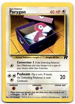 Porygon 48/82 Uncommon Team Rocket Pokemon Unlimited Moderately Played - Image 1