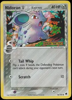 Nidoran 56/101 Pokemon TCG Dragon Frontiers Reverse Holo Common Stamped - Image 1