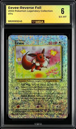 2002 Pokemon Legendary Collection: # 74 Eevee -Reverse Foil MBA 6 EX-MT - Image 1