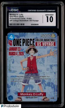 2026 One Piece EN College Basketball US Voyage #055 Monkey D Luffy CGC 10 - Image 1