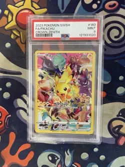 2023 POKEMON SWORD & SHIELD CROWN ZENITH #160 FULL ART/PIKACHU PSA 9 OC - Image 1