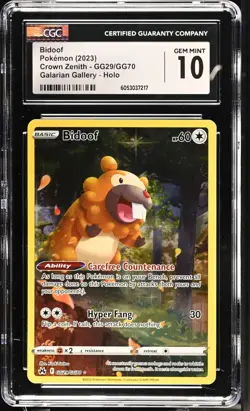 BIDOOF GG29/GG70 - POKEMON TCG GALARIAN GALLERY HOLO CROWN ZENITH 2023 CGC 10 - Image 1