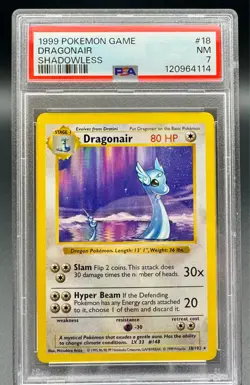 1999 Pokemon Base Set Shadowless #18 Dragonair Rare PSA 7 Fresh Grade - Image 1