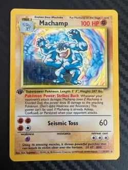 Pokemon TCG Machamp Base Set 8/102 Holo 1st Edition Holo Rare LP - Image 1