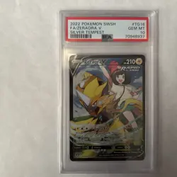 2022 Pokemon SWSH Zeraora V Silver Tempest Full Art PSA10 Gem Mint TG16 - Image 1