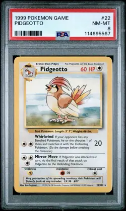 Pokemon Pidgeotto 22/102 Base Set Regular Uncommon PSA 7 English 1999 Card - Image 1
