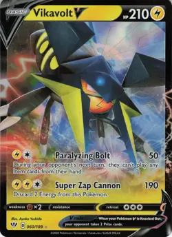 Vikavolt V 060/189 Ultra Rare Holo SWSH03: Darkness Ablaze NM Pokemon - Image 1