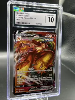 Pokemon TCG Blaziken VMAX 021/198 Swsh06- Chilling Reign Holo Gem Mint 10!! - Image 1