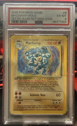 Pokemon TCG 1st Edition Base Set Machamp 8/102 Deck Exclusives Holo PSA 6 EX-MT - Image 1