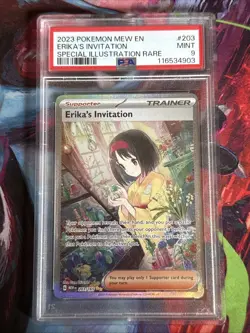 Pokemon TCG Scarlet & Violet Trainer Supporter Erika's Invitation 203/165 PSA 9 - Image 1
