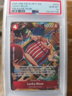 2025 One Piece OP09-015 Lucky Roux OP11 EN Treasure Rare TR PSA 10 GEM MT - Image 1