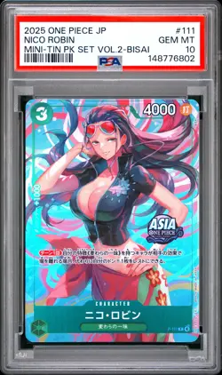Nico Robin PSA10 2025 One Piece Japanese Mini-Tin Pack Set Vol.2-Bisai #111 - Image 1