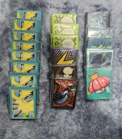 Pokemon TCG ETB Sealed Card Sleeves - Assorted Lot of 19 packs - Image 1