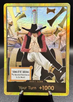 DON!! Card (Dracule Mihawk) (Gold) The Azure Sea's Seven Foil NM/M - Image 1