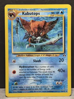 Pokemon TCG Kabutops Card Neo Discovery 25/75 Regular Rare, Vintage NM - Image 1
