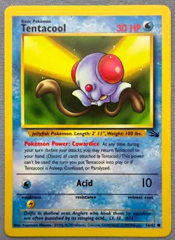 Tentacool 56/62 Common Fossil Pokemon Unlimited - LP - Image 1