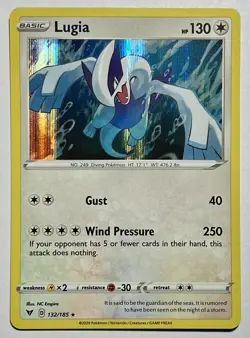 Lugia 132/185 (NM) Holo Rare Sword & Shield: Vivid Voltage 2020 Pokemon Card TCG - Image 1