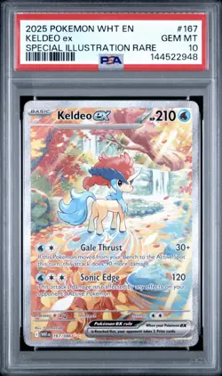2025 POKEMON WHT EN-WHITE FLARE SPECIAL ILLUSTRATION RARE #167 KELDEO EX PSA 10 - Image 1