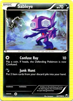 Sableye 62/108 Uncommon Dark Explorers Pokemon Near Mint - Image 1