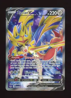 [NM] Silver V Zacian V Sword & Shield Base Set 195/202 Pokemon TCG - Image 1