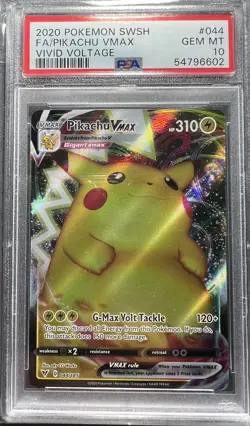 Pikachu VMAX #044/185 Pokemon Vivid Voltage Ultra Rare FA Holo PSA 10 GEM MINT - Image 1