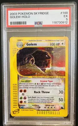 Pokemon Golem Skyridge Crystal Holo Rare #148 PSA 5 with a SWIRL NEW CERT** - Image 1