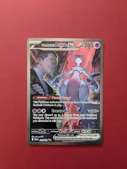 Team Rocket's Mewtwo ex SIR - Destined Rivals 231/182 IN HAND English Pokemon - Image 2