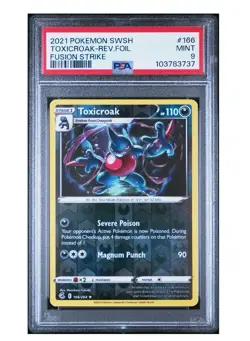2021 POKEMON SWORD & SHIELD FUSION STRIKE #166 TOXICROAK-REV.FOIL FUSION STRIKE - Image 1
