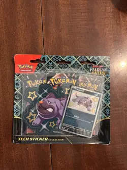 Pokemon TCG Paldean Fates 3 Pack Blister Tech Sticker Maschiff - Image 1