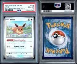2025 POKEMON PRE EN EVOLUTIONS #074 POKE BALL REVERSE EEVEE PSA 10 131 - Image 3