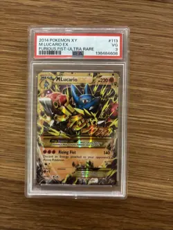 2014 POKEMON XY FURIOUS FISTS ULTRA RARE #113 M LUCARIO EX PSA 3 - Image 1
