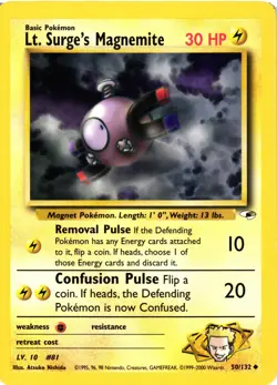 Pokemon TCG Lt Surges Magnemite 50/132 Gym Heroes Unlimited LP - Image 1