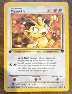 Wizards of the Coast Pokemon TCG Meowth Team Rocket 1st Edition ENG 40HP 62/82 - Image 1