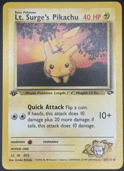 Pokemon TCG Lt. Surge's Pikachu Gym Challenge Common 1st Edition 84/132 NM - Image 1