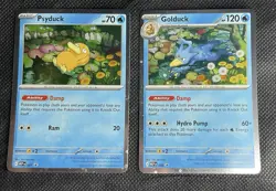 Psyduck 007 & Golduck 008 Pokemon Mega Evolution Cosmo Holo Promo NM - Image 1