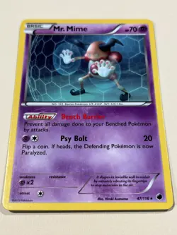 Pokemon TCG - Mr. Mime 47/116 - BW Plasma Freeze - RARE - Vintage 2013 - MP - Image 1