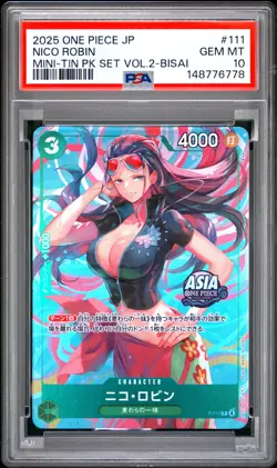 Nico Robin PSA10 2025 One Piece Japanese Mini-Tin Pack Set Vol.2-Bisai #111 - Image 1