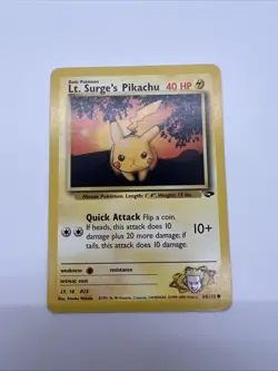 Lt. Surge's Pikachu 84/132 Pokemon TCG Gym Challenge Unlimited NM/LP Card WOTC - Image 1